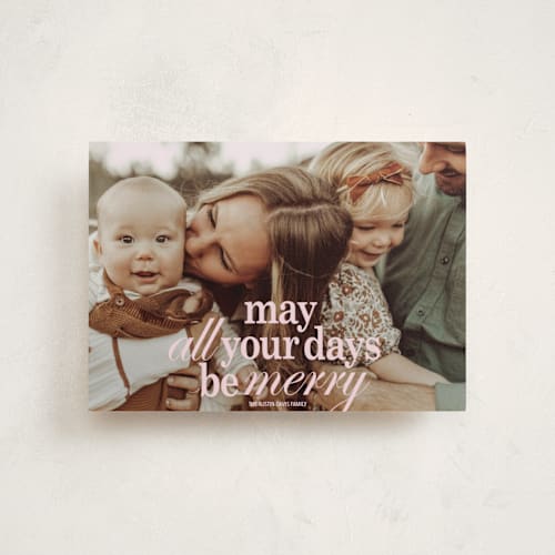 This is a winter rose petite holiday cards with standard by Baumbirdy called all merry days printing on signature in petite