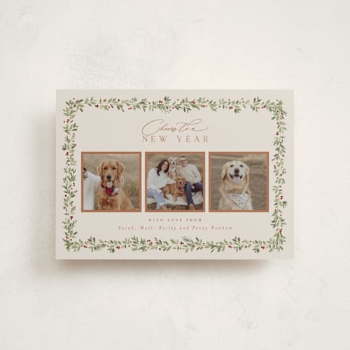 This is a mulled wine petite holiday cards with standard by Everett Paper Goods called laurel garland printing on signature in petite