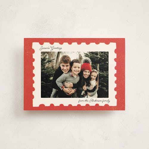 This is a cherry petite holiday cards with standard by Sabrina Excene called risograph stamp printing on signature in petite