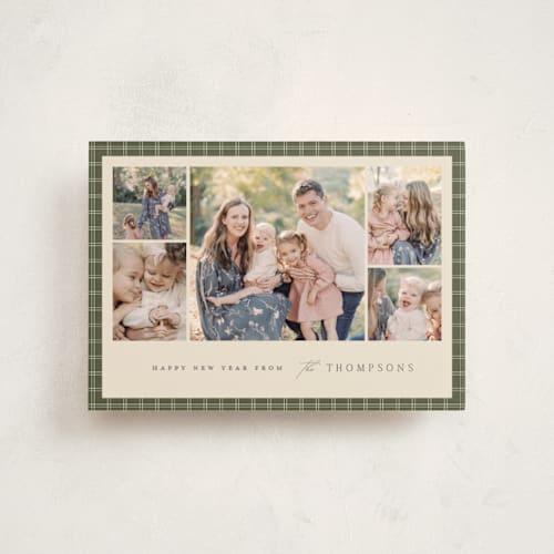 This is a pine petite holiday cards with standard by Amy Kross called checked edge printing on signature in petite