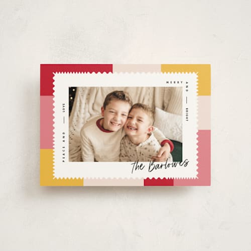 This is a gumdrop christmas postcards with standard by Owl and Toad called modern quilt printing on signature in postcard