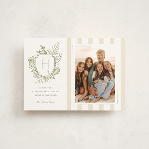 This is a sage christmas postcards with standard by Oscar and Emma - Karly Depew called tis the sea-sun printing on signature in postcard