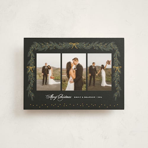 This is a midnight christmas postcards with standard by Elly called ribbon garland printing on signature in postcard