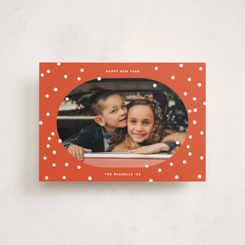 This is a santa christmas postcards with standard by Sumak Studio called snowy dots printing on signature in postcard