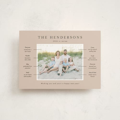 This is a ginger christmas postcards with standard by Kristen Knechtel called our year in review printing on signature in postcard