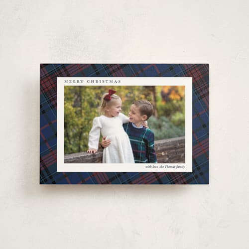 This is a navy christmas postcards with standard by Yaling Hou Suzuki called heartwarming printing on signature in postcard