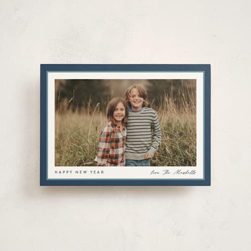 This is a glacier christmas postcards with standard by Carolyn MacLaren called ribbon frame printing on signature in postcard