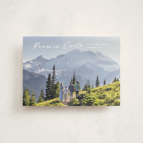 This is a frost christmas postcards with standard by Creo Study called peace lettering printing on signature in postcard