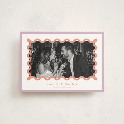 This is a sugar plum christmas postcards with standard by Blustery August called party squiggle printing on signature in postcard