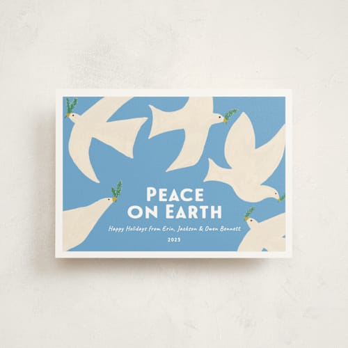 This is a sky christmas postcards with standard by Erika Firm called california doves printing on signature in postcard