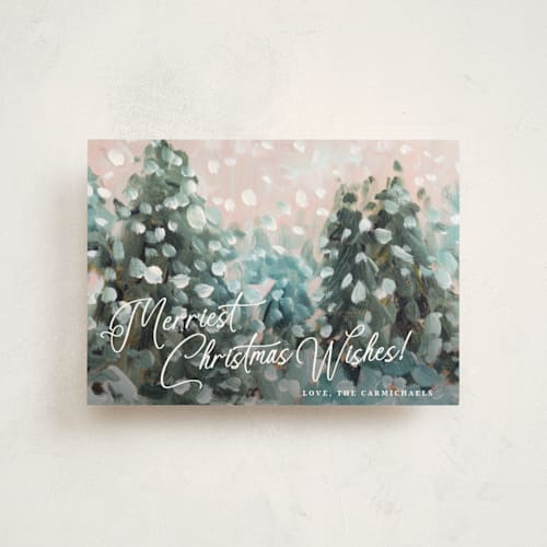 This is a snow christmas postcards with standard by Lindsay Megahed called wonderful time printing on signature in postcard