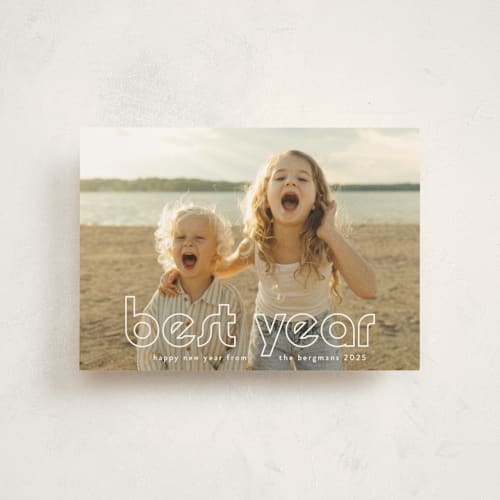 This is a snow christmas postcards with standard by Annie Holmquist called much joy printing on signature in postcard
