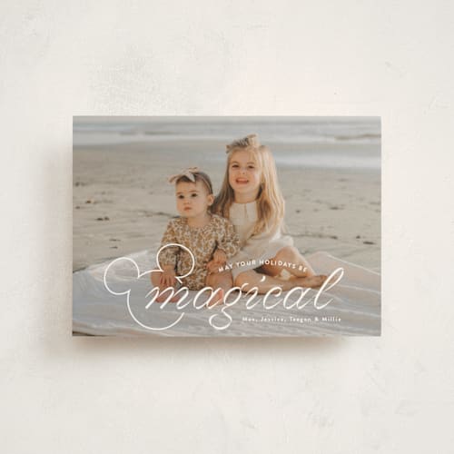 This is a snow christmas postcards with standard by Emily Betts called magical printing on signature in postcard