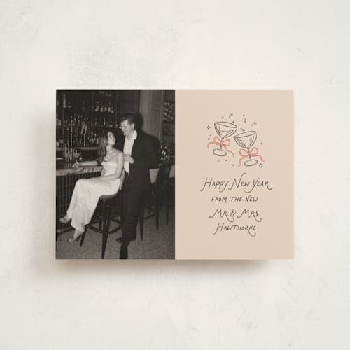 This is a candied grapefruit christmas postcards with standard by Randi Cirelli called newlywed toast printing on signature in postcard