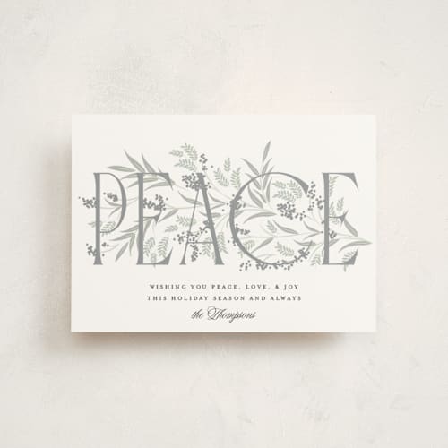 This is a snow christmas postcards with standard by Robert and Stella called entwined peace printing on signature in postcard