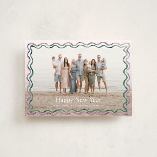 This is a sugar plum christmas postcards with standard by Cass Loh called watercolor wavy border printing on signature in postcard