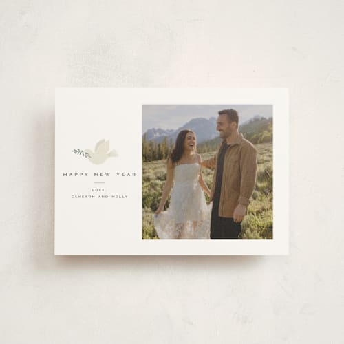 This is a spruce christmas postcards with standard by Paula Pecevich called papercut dove printing on signature in postcard