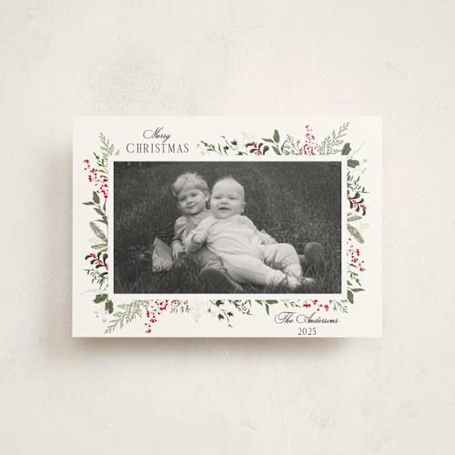 This is a candy cane christmas postcards with standard by Susan Moyal called always merry printing on signature in postcard