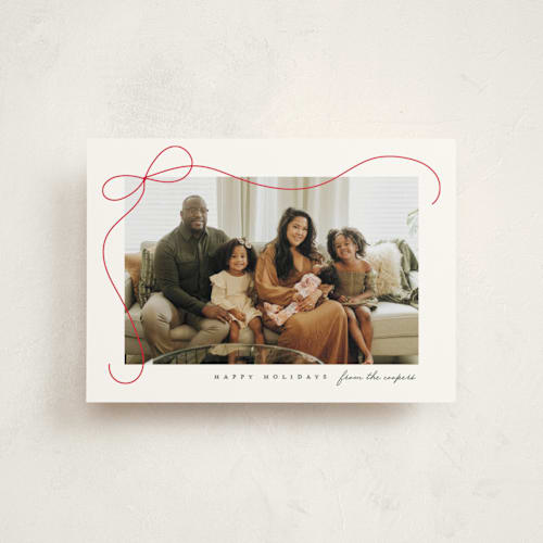 This is a snow christmas postcards with standard by Lauren Chism called cascading bow printing on signature in postcard