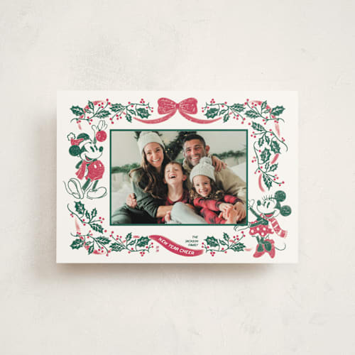 This is a fir christmas postcards with standard by Jenna Holcomb called disney's retro mickey printing on signature in postcard