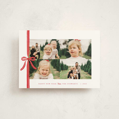 This is a candied apple christmas postcards with standard by Olivia Raufman called dotted ribbon printing on signature in postcard