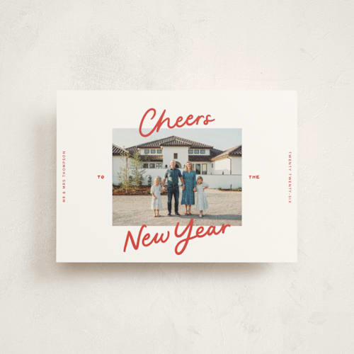 This is a holly berry christmas postcards with standard by Abbigail Lim called a simple cheers printing on signature in postcard