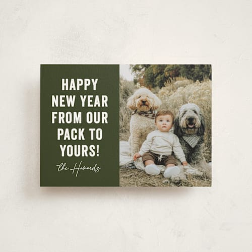 This is a evergreen christmas postcards with standard by Brooke Chandler called our pack to yours printing on signature in postcard