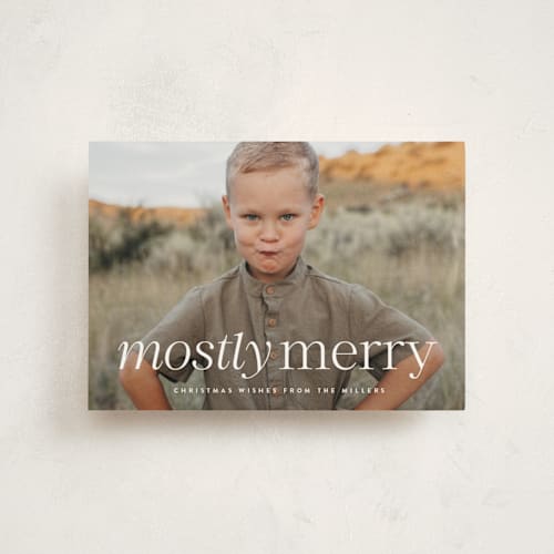 This is a vanilla christmas postcards with standard by Ekko Studio called mostly merry printing on signature in postcard