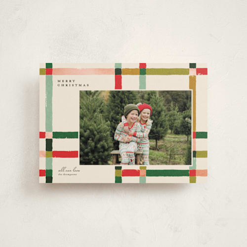 This is a fruit salad christmas postcards with standard by Carrie ONeal called knitted plaid printing on signature in postcard