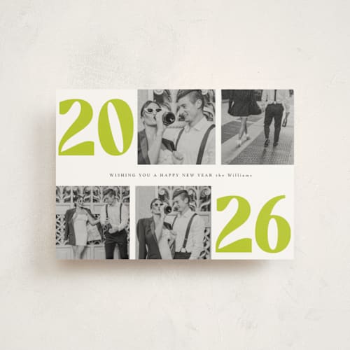 This is a lime christmas postcards with standard by Baumbirdy called bold newyear printing on signature in postcard