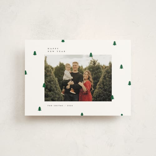 This is a cotton christmas postcards with standard by Michelle Taylor called scattered trees printing on signature in postcard