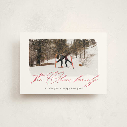 This is a holly berry christmas postcards with standard by AK Graphics called family signature printing on signature in postcard