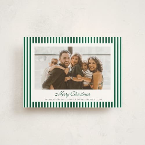 This is a pine christmas postcards with standard by Erika Firm called mini cabana stripes printing on signature in postcard