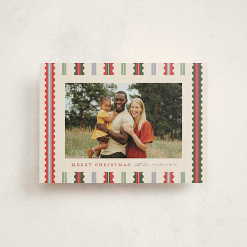 This is a fruitcake christmas postcards with standard by Pixel and Hank called swiggle printing on signature in postcard