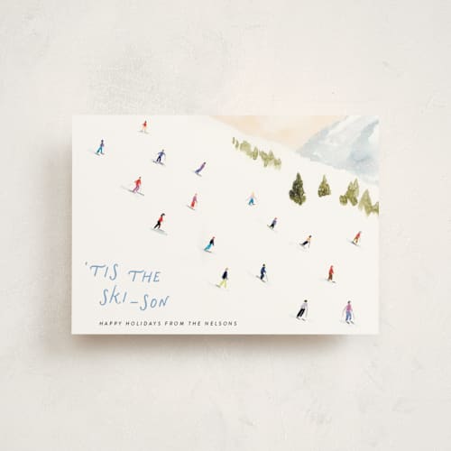 This is a snow christmas postcards with standard by Lindsay Megahed called tis the skison printing on signature in postcard