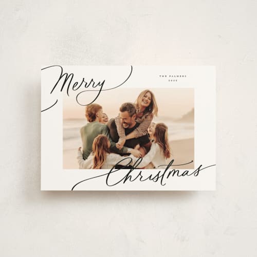 This is a snow christmas postcards with standard by Everett Paper Goods called evoke printing on signature in postcard