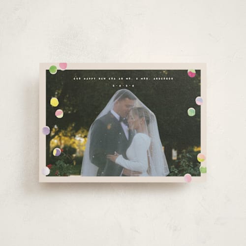 This is a cream christmas postcards with standard by Anastasia Makarova called our new era printing on signature in postcard