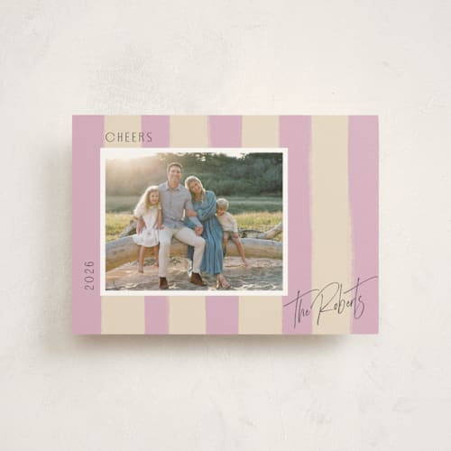This is a lilac christmas postcards with standard by Cindy Reynolds called painted stripes printing on signature in postcard