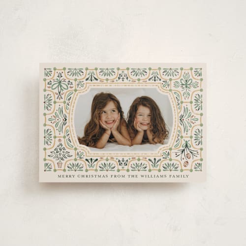 This is a woodland christmas postcards with standard by Paper Sun Studio called festive folk frame printing on signature in postcard