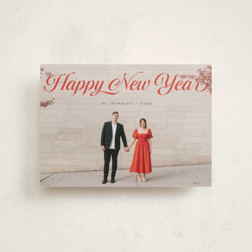This is a sleigh red christmas postcards with standard by Morgan Kendall called ribbon printing on signature in postcard