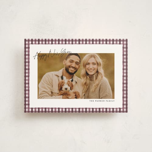 This is a sugar plum christmas postcards with standard by Ekko Studio called tattersall printing on signature in postcard