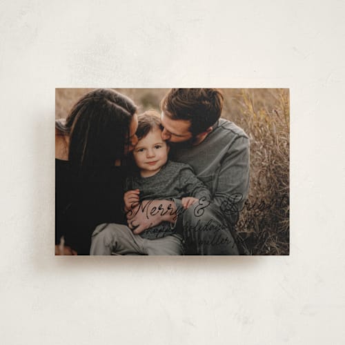 This is a noir christmas postcards with standard by AK Graphics called notes printing on signature in postcard