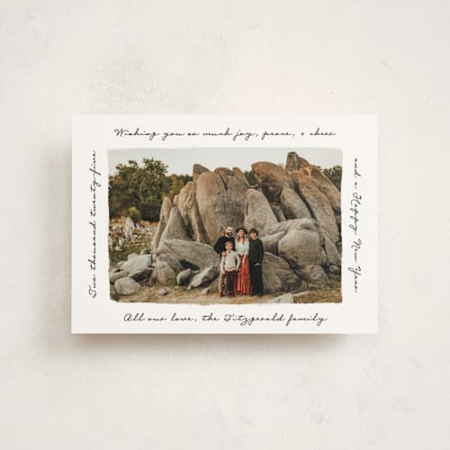 This is a coal christmas postcards with standard by Jackie Crawford called holiday penmanship frame printing on signature in postcard