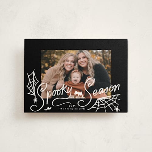 This is a midnight halloween party invitations cards by Becky Nimoy called spooky season printing on signature in postcard