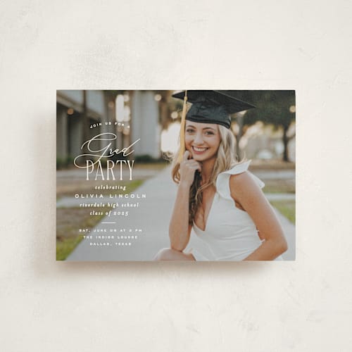 This is a cotton graduation invitations with standard by Creo Study called classic party printing on signature in petite