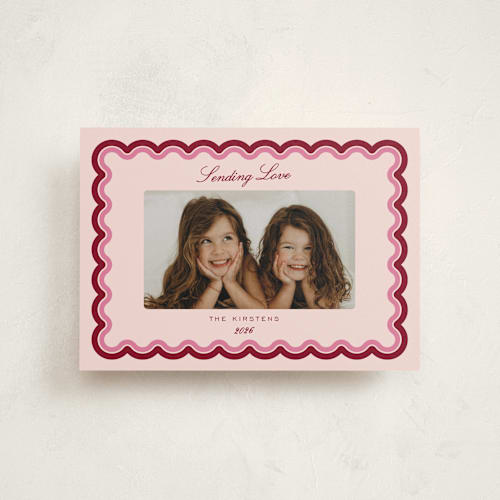 This is a bloom valentine postcards with standard by Pati Cascino called curvy love printing on signature in postcard