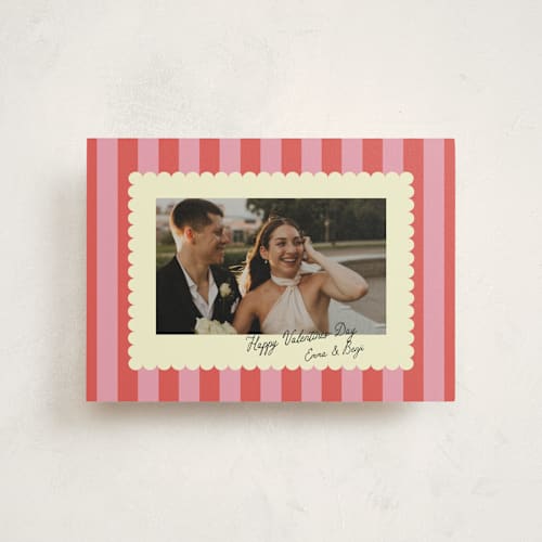 This is a raspberry valentine postcards with standard by Helena Vitto called nice stripes printing on signature in postcard