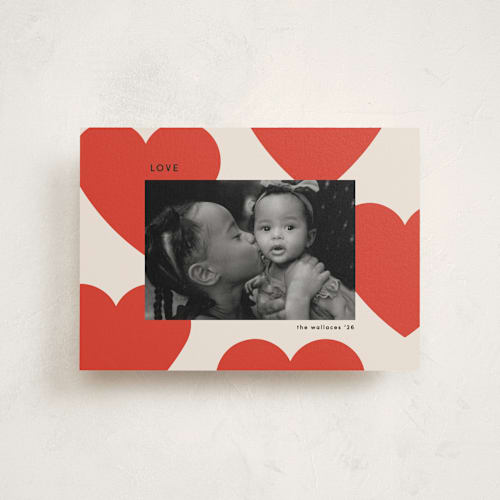 This is a cherry valentine postcards with standard by Morgan Kendall called floating hearts printing on signature in postcard