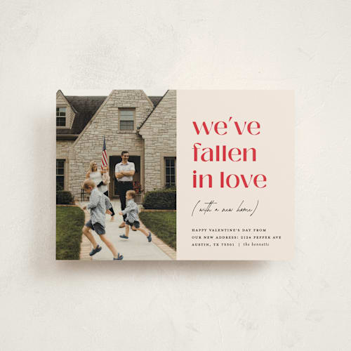 This is a cream valentine postcards with standard by Erica Krystek called valentine move printing on signature in postcard