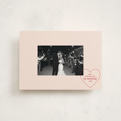 This is a blush valentine postcards with standard by Baumbirdy called stamp printing on signature in postcard